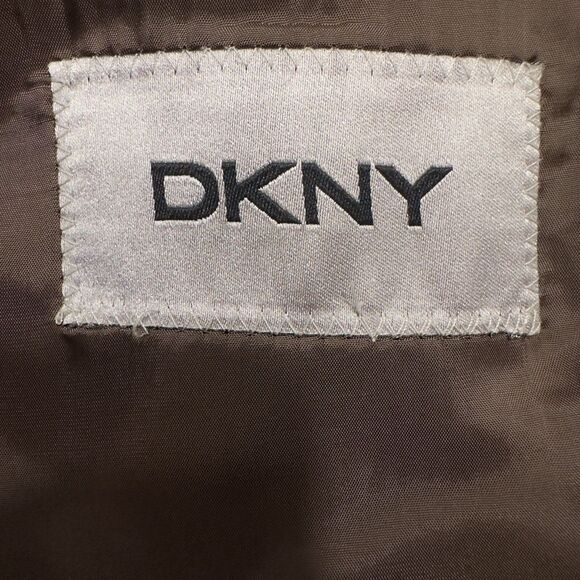 DKNY Mens Blazer Sport Coat Two Button Jacket 40R WOOL  Brown Herringbone Suits - Picture 13 of 16
